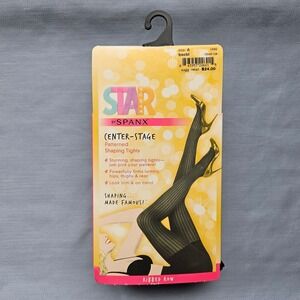 SPANX Star Power Center Stage Ribbed Row Patterned Shaping Tights Black Size A
